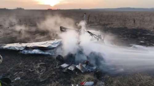 Легкомоторный самолет разбился в Подмосковье (видео)